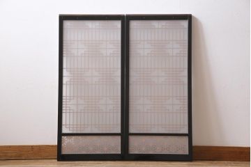 ラフジュ工房オリジナル　リメイク家具　アンティークの書院戸を使った和モダンな戸棚(ガラス戸棚、収納棚、サイドボード、組子)(2)