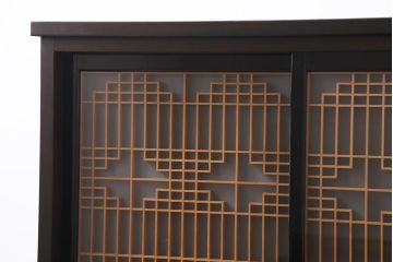 ラフジュ工房オリジナル　リメイク家具　アンティークの書院戸を使った和モダンな戸棚(ガラス戸棚、収納棚、サイドボード、組子)(2)