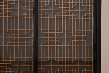 ラフジュ工房オリジナル　リメイク家具　アンティークの書院戸を使った和モダンな戸棚(ガラス戸棚、収納棚、サイドボード、組子)(2)