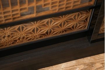ラフジュ工房オリジナル　リメイク家具　アンティークの書院戸を使った和モダンな戸棚(ガラス戸棚、収納棚、サイドボード、組子)(2)