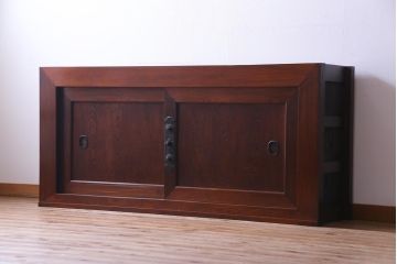 アンティーク家具　和製アンティーク　上手物!六尺　前面総ケヤキ材 美しい杢目を堪能できる箪笥サイドボード(収納箪笥、夜具箪笥、水屋箪笥)