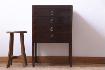 アンティーク家具　イギリスアンティーク　Fyne Ladye　オーク材　シックなレコードケース(ドロワー、脚付チェスト、ミュージックキャビネット)