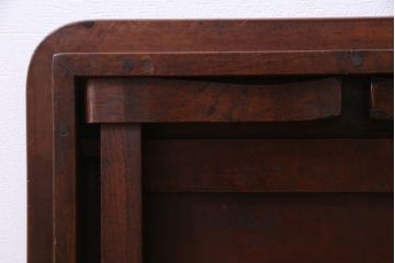 レトロ家具　昭和レトロ　古い木の風合いが味わいのある角ちゃぶ台(ローテーブル)