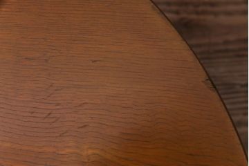 レトロ家具　昭和レトロ　オーバル型　栓材　はっきりとした木目が目を引くちゃぶ台(ローテーブル)