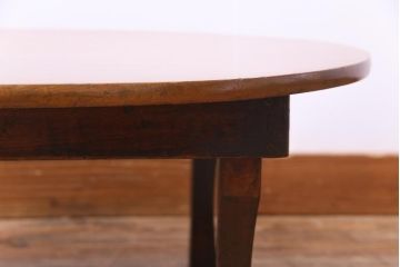 レトロ家具　昭和レトロ　オーバル型　栓材　はっきりとした木目が目を引くちゃぶ台(ローテーブル)