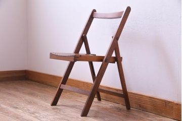 ヴィンテージ家具　ビンテージ　ブナ材　素朴な風合いが温もり溢れるフォールディングチェア(折り畳みチェア、椅子)