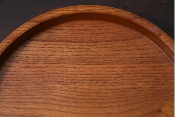 和製アンティーク　ケヤキ材　美しい杢目を楽しめる丸型お盆