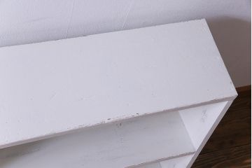 ペイント家具　学校の本棚を利用したシャビーなペイントのオープンラック(収納棚)