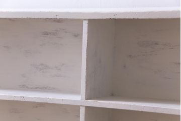ペイント家具　学校の本棚を利用したシャビーなペイントのオープンラック(収納棚)
