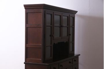 中古　松本民芸家具　西洋家具のような佇まいの食器棚(キャビネット、収納棚)(定価約110万円)