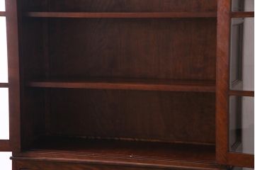 中古　松本民芸家具　洗練されたシックなデザインのE型書棚(本箱、飾り棚、キャビネット、収納棚)(定価約62万5千円)