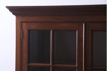 中古　松本民芸家具　洗練されたシックなデザインのE型書棚(本箱、飾り棚、キャビネット、収納棚)(定価約62万5千円)