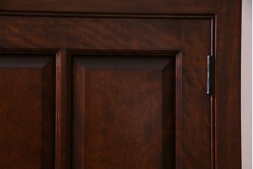 中古　松本民芸家具　洗練されたシックなデザインのE型書棚(本箱、飾り棚、キャビネット、収納棚)(定価約62万5千円)