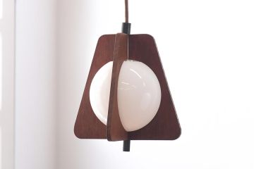 昭和期　松下電工　レトロモダンな木製のペンダントライト(天井照明、吊り下げ照明)