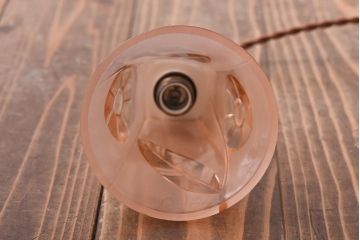 フランスビンテージ　フロストガラス　淡いピンクの色が可愛らしいシェード(ペンダントライト、天井照明)