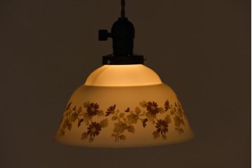 オールドノリタケ・則武(日陶)　落ち着いた色味の小花が可憐な印象与えるシェード(ペンダントライト、吊り下げ照明)