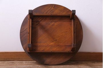 レトロ家具　昭和レトロ　栓材　木の温もりが感じられる丸いちゃぶ台(座卓、ローテーブル)