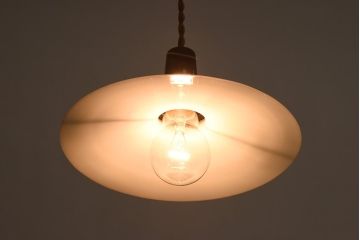 昭和レトロ　戦前　昔懐かしいデザインの平笠照明2個セット(吊り下げ照明、ペンダントライト)(1)