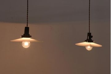 昭和レトロ　戦前　昔懐かしいデザインの平笠照明2個セット(吊り下げ照明、ペンダントライト)(2)