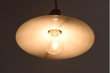昭和レトロ　戦前　昔懐かしいデザインの平笠照明2個セット(吊り下げ照明、ペンダントライト)(2)