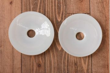 昭和レトロ　戦前　昔懐かしいデザインの平笠照明2個セット(吊り下げ照明、ペンダントライト)(2)