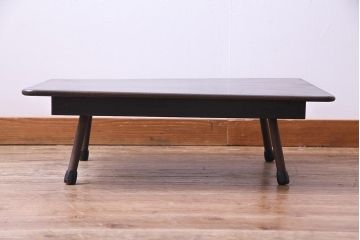 アンティーク家具　和製アンティーク　鉄脚　味のある趣の栓材製ちゃぶ台(花台、飾り台)