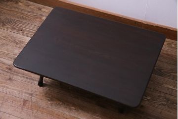 アンティーク家具　和製アンティーク　鉄脚　味のある趣の栓材製ちゃぶ台(花台、飾り台)