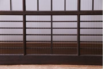 昭和初期　モールガラス　変わり格子が目を惹くシンプルなガラス戸(窓、引き戸、建具)2枚組