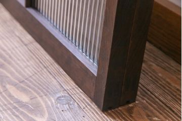 昭和初期　モールガラス　変わり格子が目を惹くシンプルなガラス戸(窓、引き戸、建具)2枚組