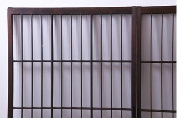 昭和初期　モールガラス　変わり格子が目を惹くシンプルなガラス戸(窓、引き戸、建具)2枚組