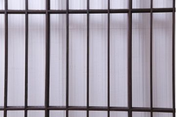 昭和初期　モールガラス　変わり格子が目を惹くシンプルなガラス戸(窓、引き戸、建具)2枚組