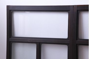 大正ロマン　結霜ガラス 太めのフレームが存在感を放つモダンなガラス戸(窓、引き戸、建具)4枚組