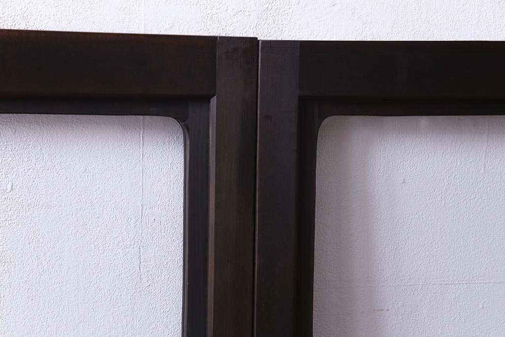 大正ロマン　結霜ガラス 太めのフレームが存在感を放つモダンなガラス戸(窓、引き戸、建具)4枚組