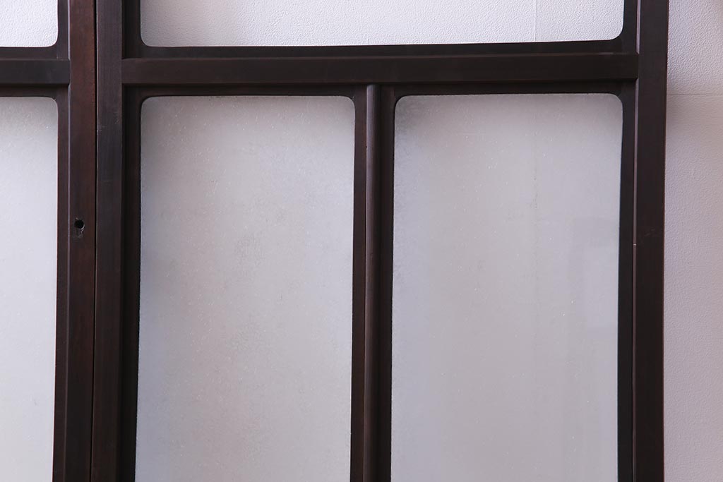 大正ロマン　結霜ガラス 太めのフレームが存在感を放つモダンなガラス戸(窓、引き戸、建具)4枚組