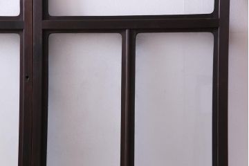 大正ロマン　結霜ガラス 太めのフレームが存在感を放つモダンなガラス戸(窓、引き戸、建具)4枚組