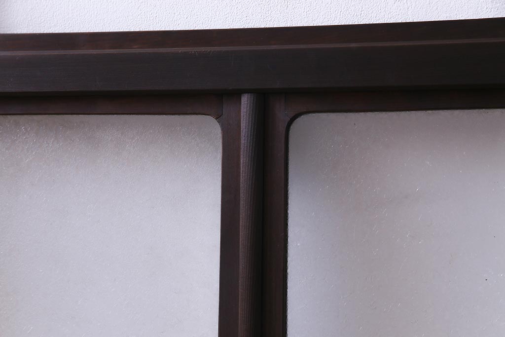 大正ロマン　結霜ガラス 太めのフレームが存在感を放つモダンなガラス戸(窓、引き戸、建具)4枚組