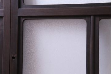 大正ロマン　結霜ガラス 太めのフレームが存在感を放つモダンなガラス戸(窓、引き戸、建具)4枚組