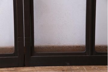 大正ロマン　結霜ガラス 太めのフレームが存在感を放つモダンなガラス戸(窓、引き戸、建具)4枚組