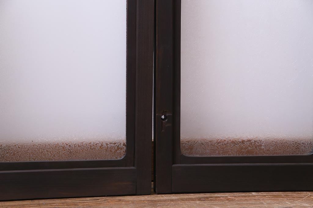 大正ロマン　結霜ガラス 太めのフレームが存在感を放つモダンなガラス戸(窓、引き戸、建具)4枚組