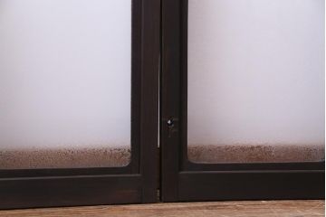 大正ロマン　結霜ガラス 太めのフレームが存在感を放つモダンなガラス戸(窓、引き戸、建具)4枚組