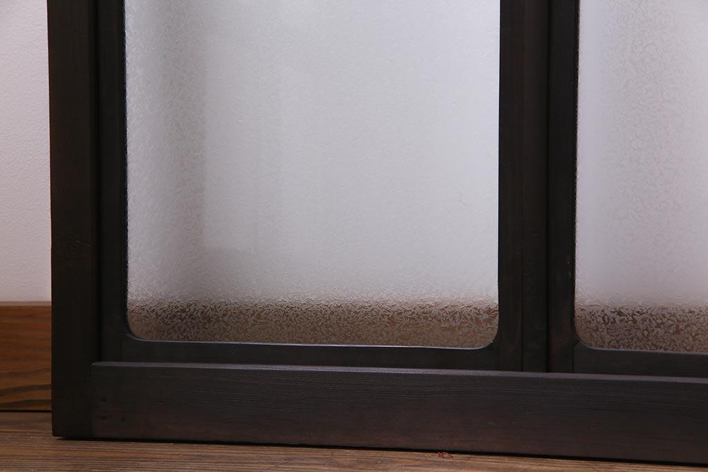 大正ロマン　結霜ガラス 太めのフレームが存在感を放つモダンなガラス戸(窓、引き戸、建具)4枚組