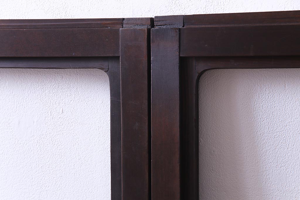 大正ロマン　結霜ガラス 太めのフレームが存在感を放つモダンなガラス戸(窓、引き戸、建具)4枚組