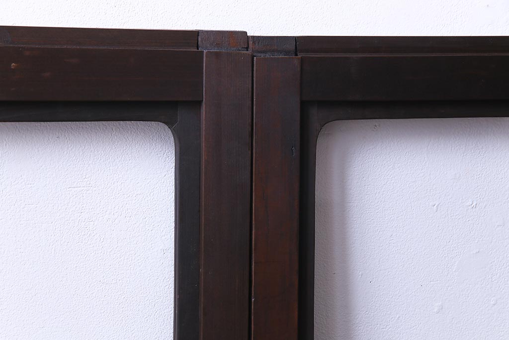 大正ロマン　結霜ガラス 太めのフレームが存在感を放つモダンなガラス戸(窓、引き戸、建具)4枚組