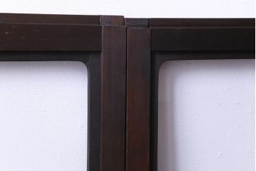 大正ロマン　結霜ガラス 太めのフレームが存在感を放つモダンなガラス戸(窓、引き戸、建具)4枚組