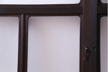 大正ロマン　結霜ガラス 太めのフレームが存在感を放つモダンなガラス戸(窓、引き戸、建具)4枚組