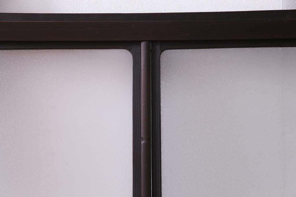 大正ロマン　結霜ガラス 太めのフレームが存在感を放つモダンなガラス戸(窓、引き戸、建具)4枚組