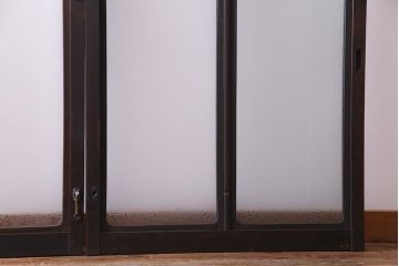 大正ロマン　結霜ガラス 太めのフレームが存在感を放つモダンなガラス戸(窓、引き戸、建具)4枚組