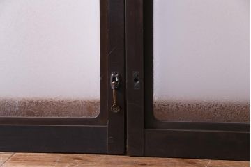 大正ロマン　結霜ガラス 太めのフレームが存在感を放つモダンなガラス戸(窓、引き戸、建具)4枚組