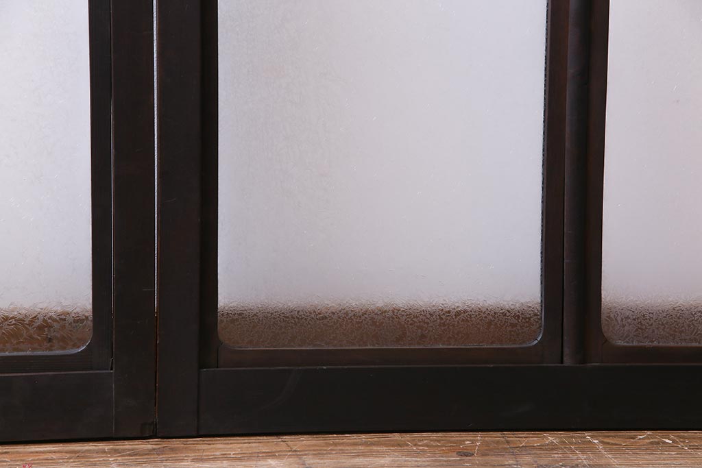 大正ロマン　結霜ガラス 太めのフレームが存在感を放つモダンなガラス戸(窓、引き戸、建具)4枚組