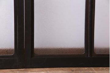 大正ロマン　結霜ガラス 太めのフレームが存在感を放つモダンなガラス戸(窓、引き戸、建具)4枚組